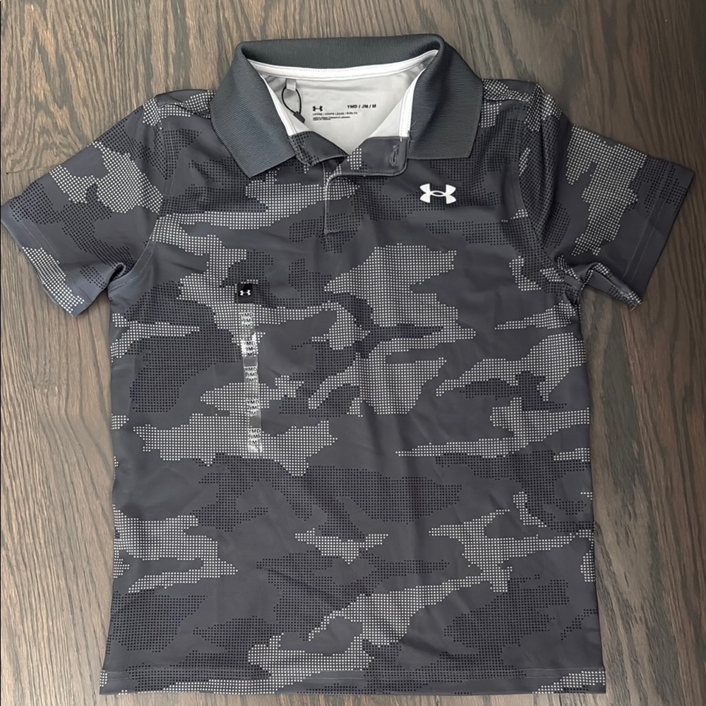 Under Armour Gray Camo Polo Shirt Athletic Performance